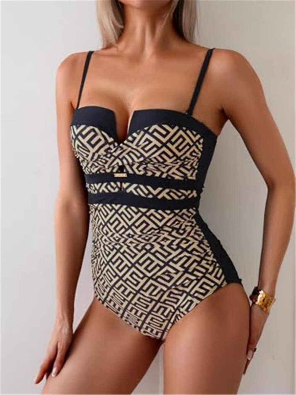 Women's Push Up Wrap Front Swimsuit One Piece Tummy Control Bathing Suit - Picture 4 of 6